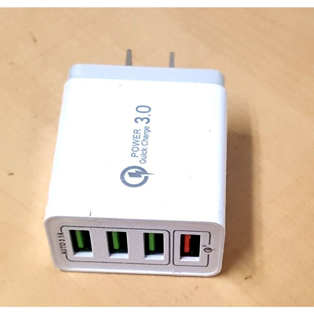 Travel Charger Fast 4 Port Quick Charge 3.0 for iPhone,  Samsung - Black